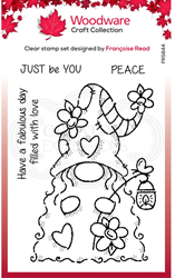 Woodware Clear Stempel 10x15 cm Flower Power Gnome