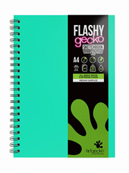 Artgecko Flashy Spiraal Schetsboek A4 Portret 150gr 40 vel Wit Mintgroene Omslag