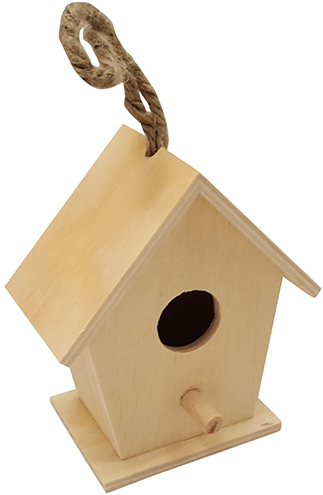Wooden Birdhouse Square Small 10.2x6.6x11.5 cm