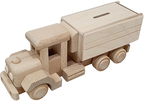 Houten Vrachtwagen Spaarpot 25x8x9 cm