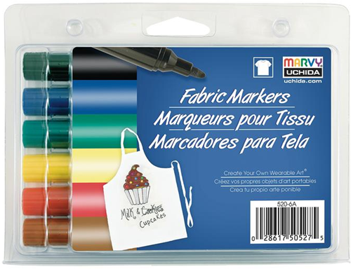 Marvy Uchida Textile Markers Bold Primary 6 Pieces