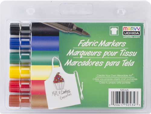Marvy Uchida Textielstiften Brush Primair 6 Stuks