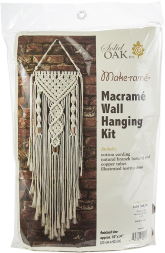 Solid Oak Macramé Kit Dubbele Spiralen Muurhanger 25x92 cm