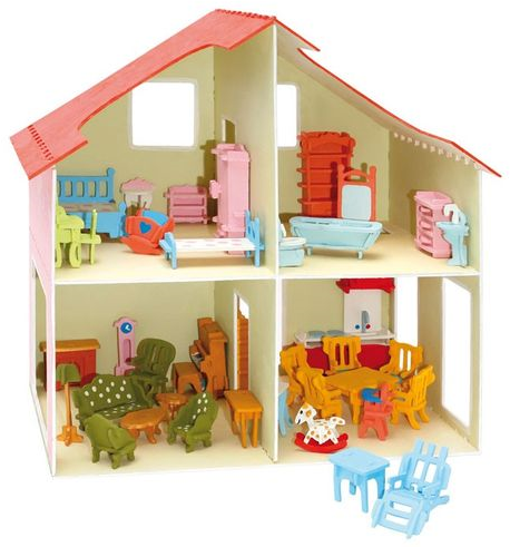Pebaro Puppenhaus mit Möbeln-2