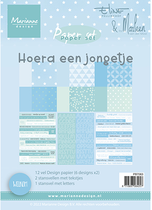 Marianne Design PB7063 Papierblok Hoera Jongetje A5