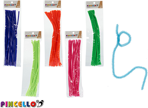 Pincello Neon Chenilledraad Set 6 Kleuren, per kleur 40 stuks