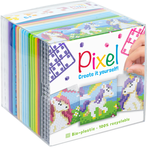 Pixelhobby Pixel cube (3 baseplates + 18 Pixel squares) - Unicorn