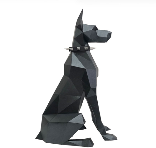 Wizardi 3D Papercraft Doberman 55x25x35 cm Zwart