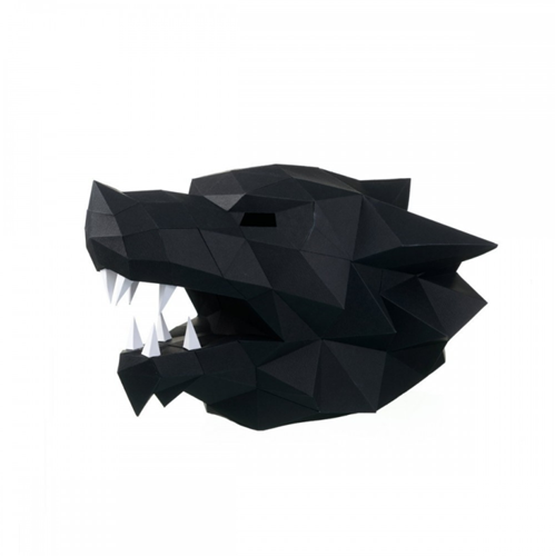 Wizardi 3D Papercraft Wolf Masker 45x25x31 cm Zwart