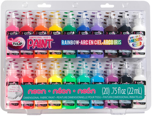 Tulip 3D Textielverf Regenboog & Neon Set 20x22 ml