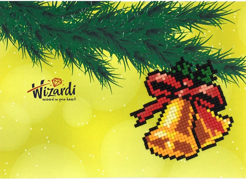 Wizardi Kerstklokken Diamond Painting Kaart 10x14 cm