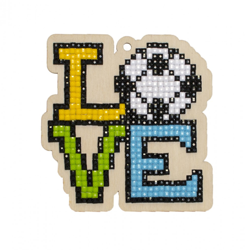 Diamond Painting Love Voetbal hout