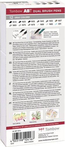 Tombow ABT Dual Brush Pen Set 12 stuks Gray Colors-2