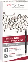 Tombow ABT Dual Brush Pen Set 12 stuks Gray Colors