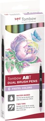 Tombow ABT Dual Brush Pen Set 6 stuks Pastel Colors
