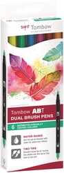 Tombow ABT Dual Brush Pen Set 6 stuks Dermatologically Tested Colors