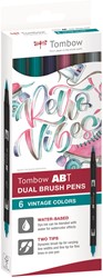 Tombow ABT Dual Brush Pen Set 6 pieces Vintage Colors