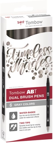 Tombow ABT Dual Brush Pen Set 6 stuks Gray Colors