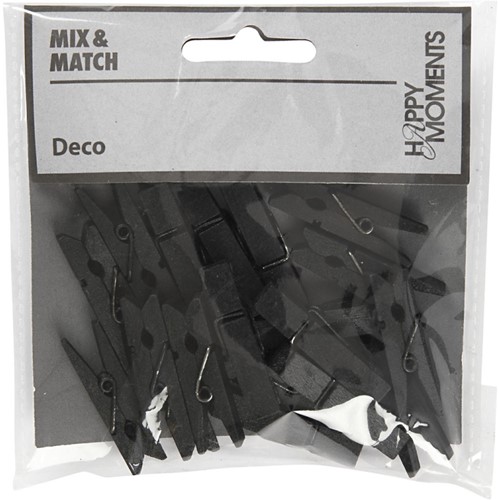 Mini-Wäscheklammern 35x7 mm Schwarz 20 Stück-3