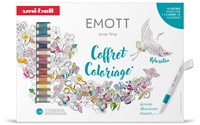 Uni Emott Fineliner Set 16 Pieces + Coloring book