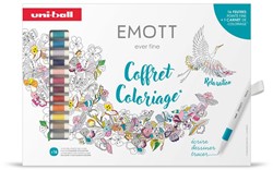 Uni Emott Fineliner Set 16 Pieces + Coloring book