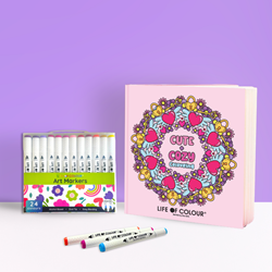 LOC Cute & Cozy Malbuch mit 24 Doppelspitzen-Kunstmarkern