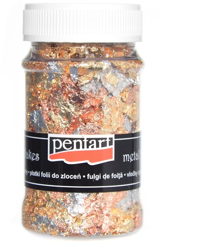 Pentart Metalen Vlokken Mixed Goud, Zilver & Koper 100ml M3