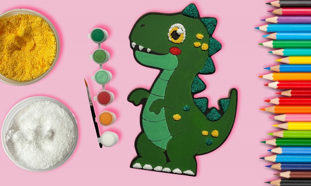 Wins T-Rex schilderen en versieren met Foam Clay