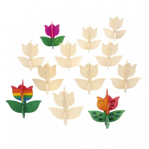 CS Houten 3D Tulpen Om Te Decoreren 12 stuk