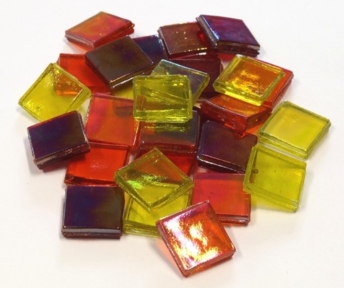 Mosaikstein Eisglas Opak Gelb-Rot Mix 200 g