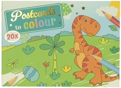 Win Dinosaur Coloring Postcards, 20 pieces, 16 x 12 cm