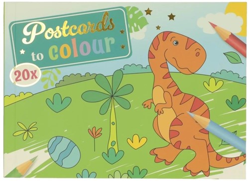 Win Dinosaur Coloring Postcards, 20 pieces, 16 x 12 cm