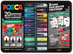 Uni Posca Verfmarker Koffer Stickers Graffiti 20 stuks