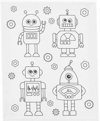 CC Schildercanvas met print Robots 24x30 cm