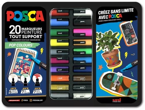 Uni Posca Verfmarker Koffer Pop Colours 20 stuks