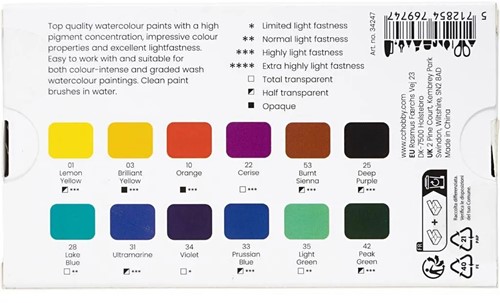 CC Watercolour Paint, Flowers and Landscapes, 12 colours-2