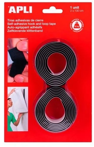 Apli Klittenband Zwart - b: 2cm - l: 2 x 100 cm