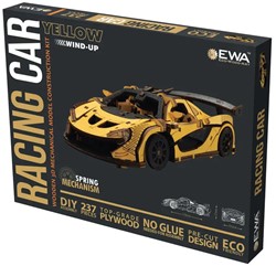 GC Wooden Yellow Race Car Kit 21 x 9.5 x 5.7cm