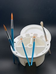 Penselenreiniger rond d: 17 h: 9 cm wit