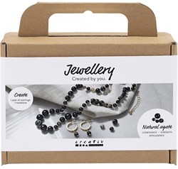 CC Mini Hobbyset Jewelry Necklace and Earrings, Black and White