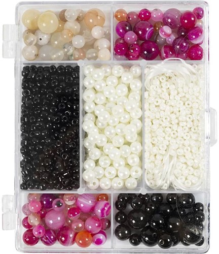 CC Creatieve Box Agaten Beige Zwart Roze en Wit Parelmoer