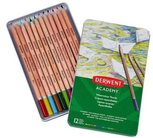 Derwent – Academy Aquarelldose mit 12 Aquarellstifte-2