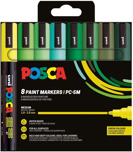 Uni Posca PC5M Marker Set 8 Green Shades