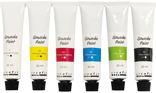 CC Gouacheverf standaardkleuren 6x20 ml