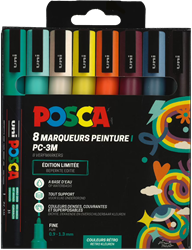 Uni Posca PC3M Marker Set 8 Stück Retro Farben