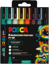 Uni Posca PC3M Markers Set 8 Pieces Retro Colours