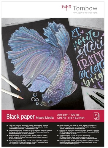Tombow Mixed Media Zwart Papier 250 gr