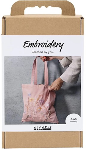 CC Hobbyset Embroidery Tote Bag Light Pink