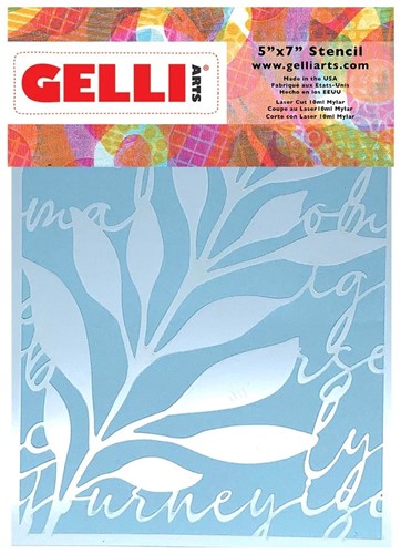 Gelli Arts - Leaves & Script Stencil 12,7x17,8cm