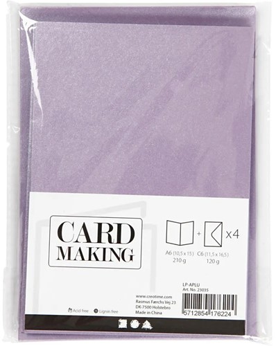 CC Kaarten en Enveloppen Set 4x A6 en C6 Paars